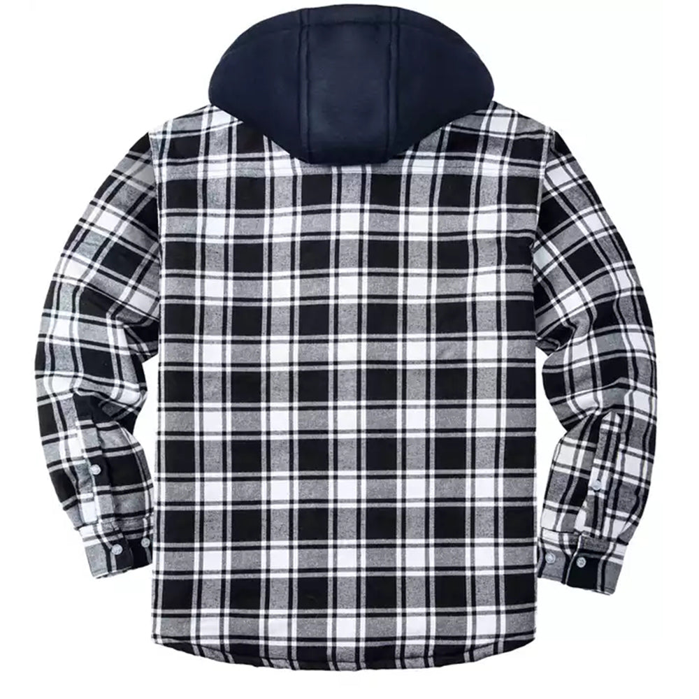 Ricemly Neue abnehmbare karierte Kapuzenjacke für Herren