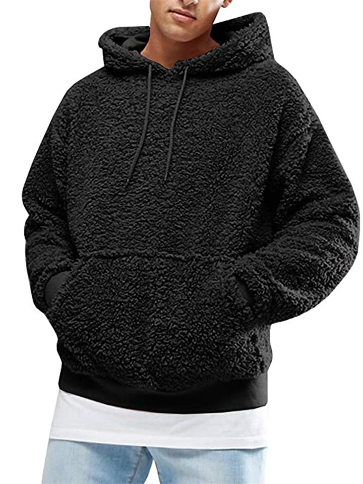 Autumn and Winter Men's Plush Velvet Padded Hooded Men's Sweater