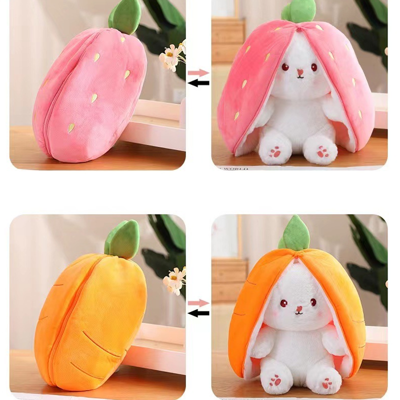 Strawberry Rabbit Carrot Rabbit Plush Toy Cute Transformable Rabbit