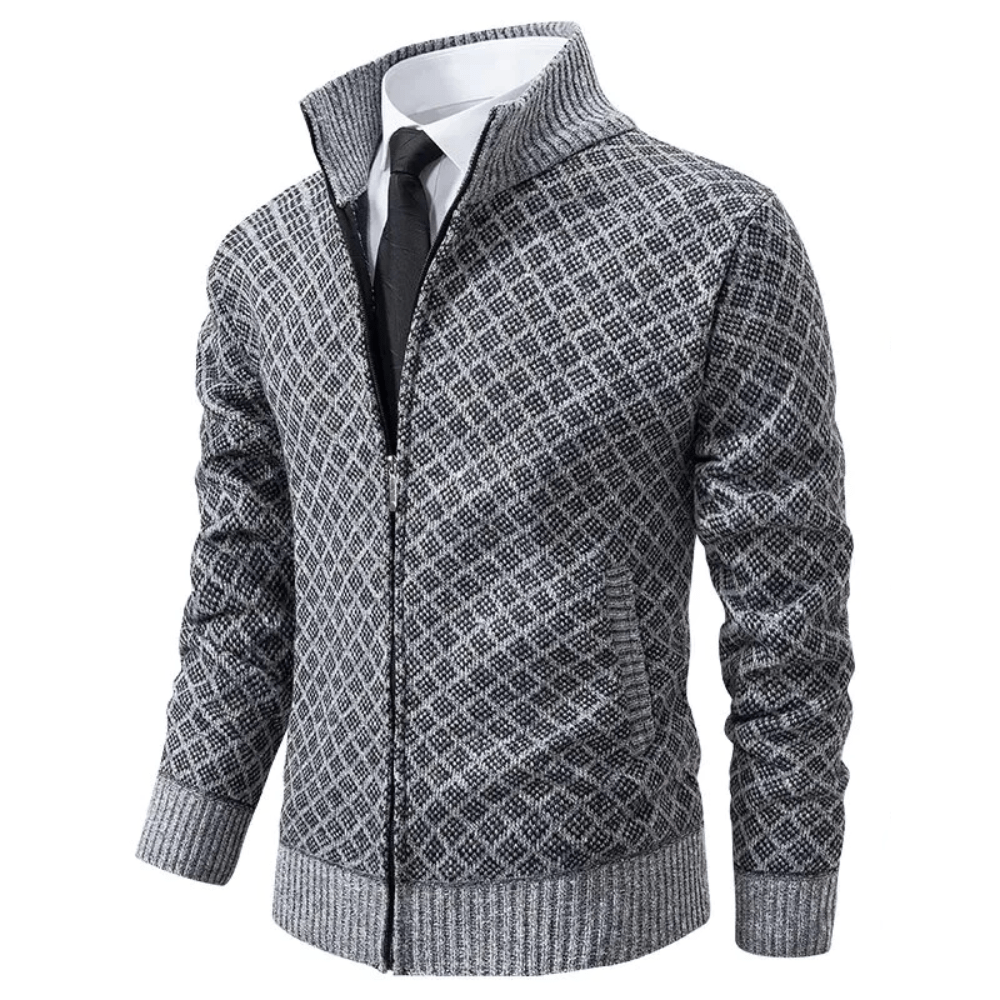 Stand Collar Slim Fit JACQUARD KNITTED SWEATER