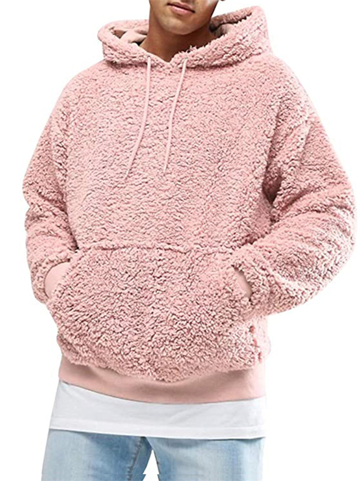 Autumn and Winter Men's Plush Velvet Padded Hooded Men's Sweater