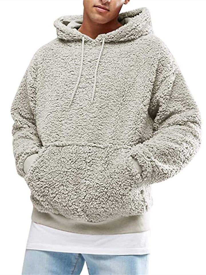 Autumn and Winter Men's Plush Velvet Padded Hooded Men's Sweater