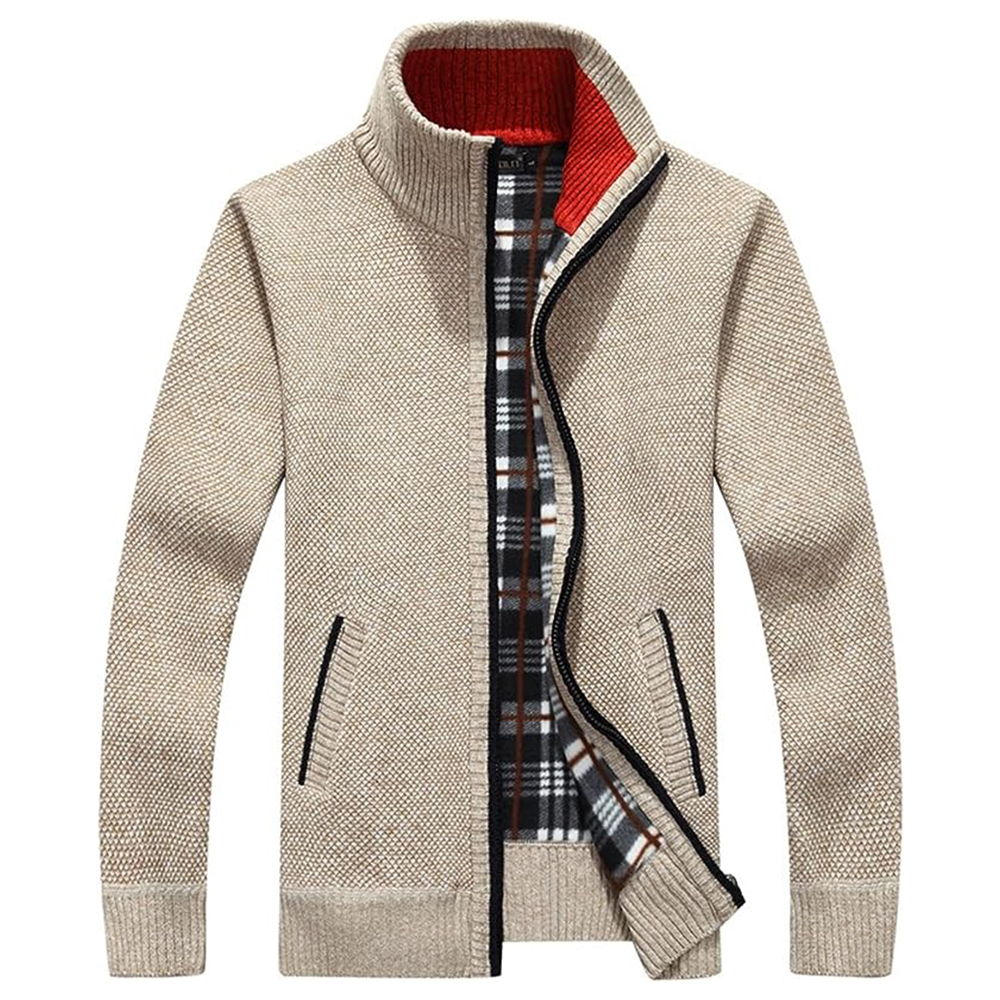 Ricemly Wattierte Fleecejacke mit Rollkragen und Reißverschluss für Herren