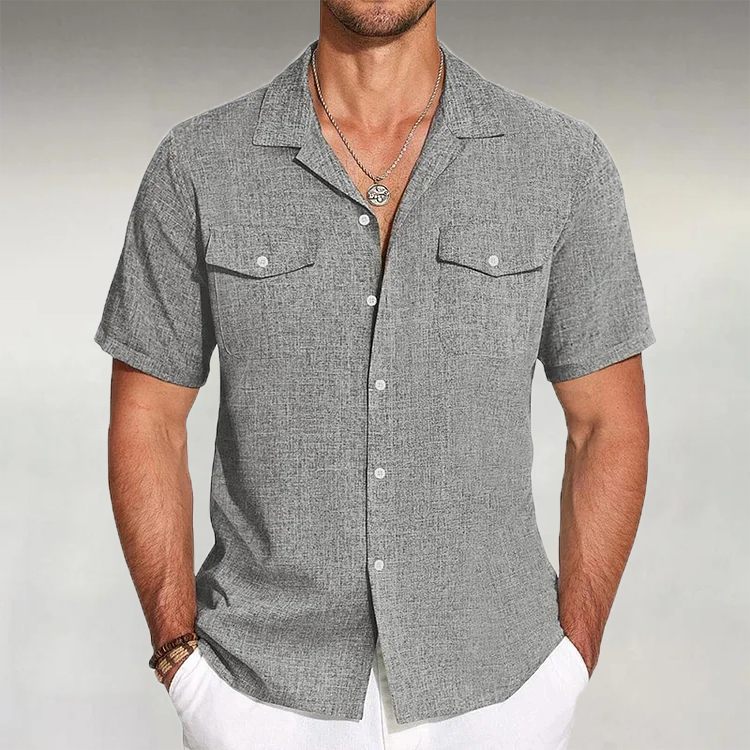 Lässiges Leinenhemd mit Revers und Knopfleiste für Herren