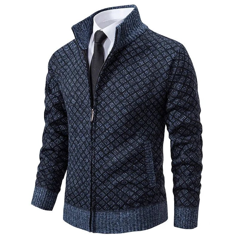 Stand Collar Slim Fit JACQUARD KNITTED SWEATER
