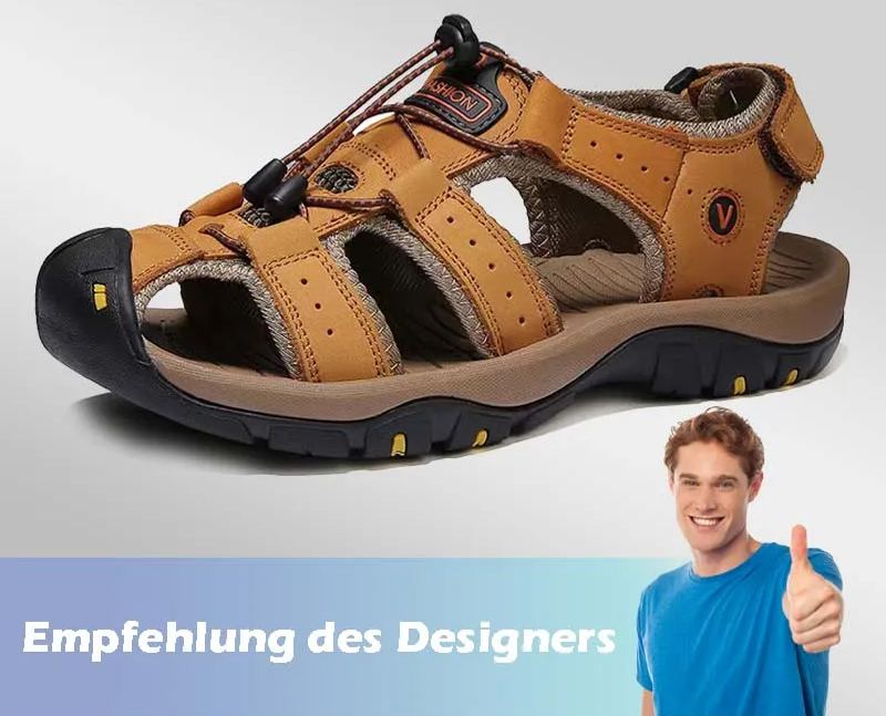 🔥Sommer heißer Verkauf🔥Sommer Herren Outdoor Strand Klettverschluss Leder Atmungsaktive Freizeitsandalen W074 (Kaufe 2 Paar, Versandkostenfrei)