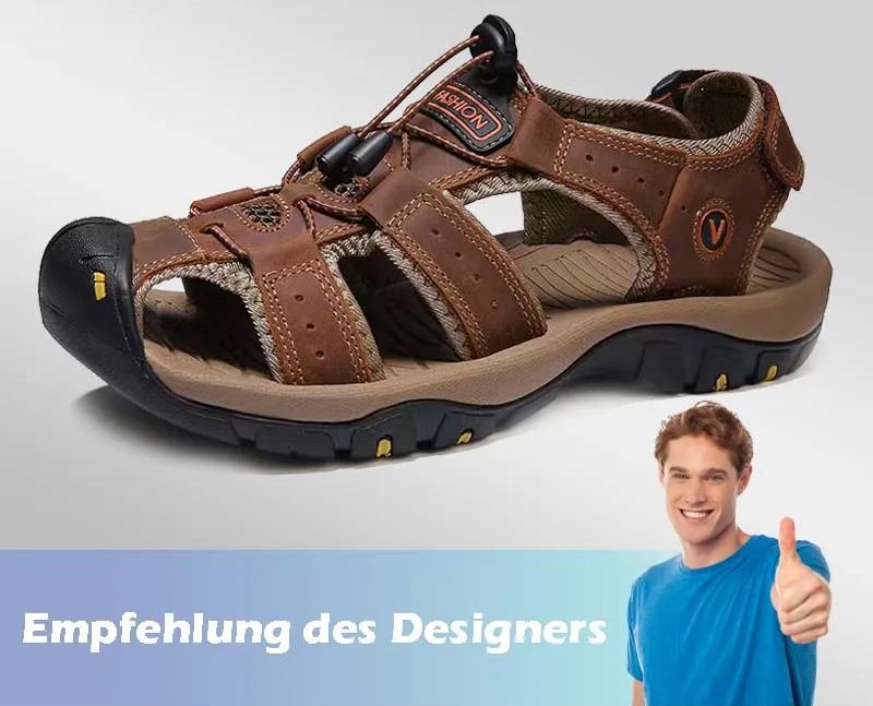 🔥Sommer heißer Verkauf🔥Sommer Herren Outdoor Strand Klettverschluss Leder Atmungsaktive Freizeitsandalen W074 (Kaufe 2 Paar, Versandkostenfrei)