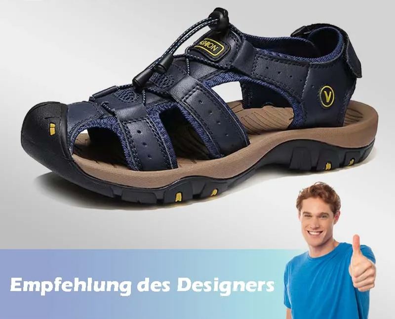 🔥Sommer heißer Verkauf🔥Sommer Herren Outdoor Strand Klettverschluss Leder Atmungsaktive Freizeitsandalen W074 (Kaufe 2 Paar, Versandkostenfrei)