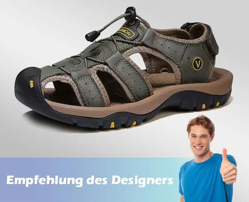 🔥Sommer heißer Verkauf🔥Sommer Herren Outdoor Strand Klettverschluss Leder Atmungsaktive Freizeitsandalen W074 (Kaufe 2 Paar, Versandkostenfrei)