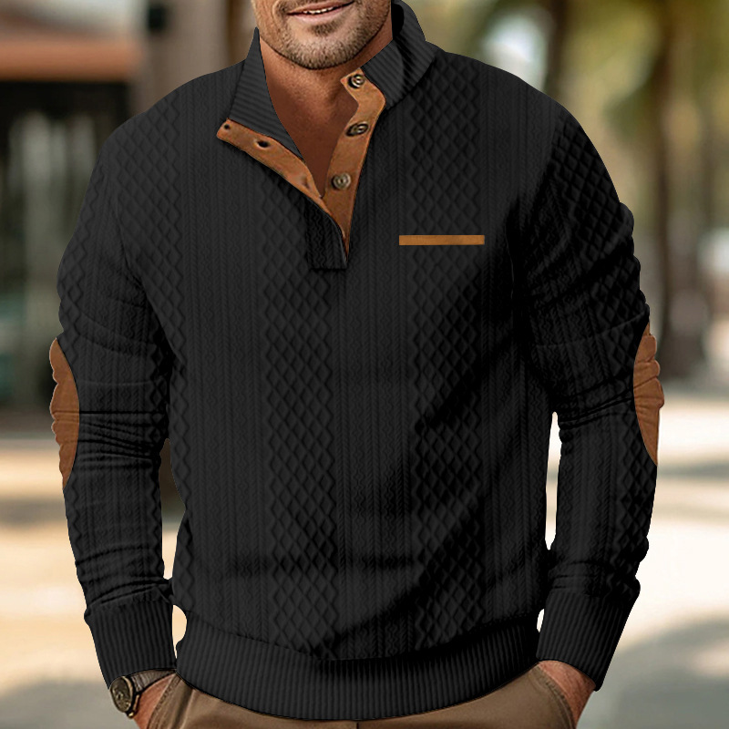 Cavarely™ Men's Outdoor Casual Stand Cashmere Button Long Sleeve Sweater