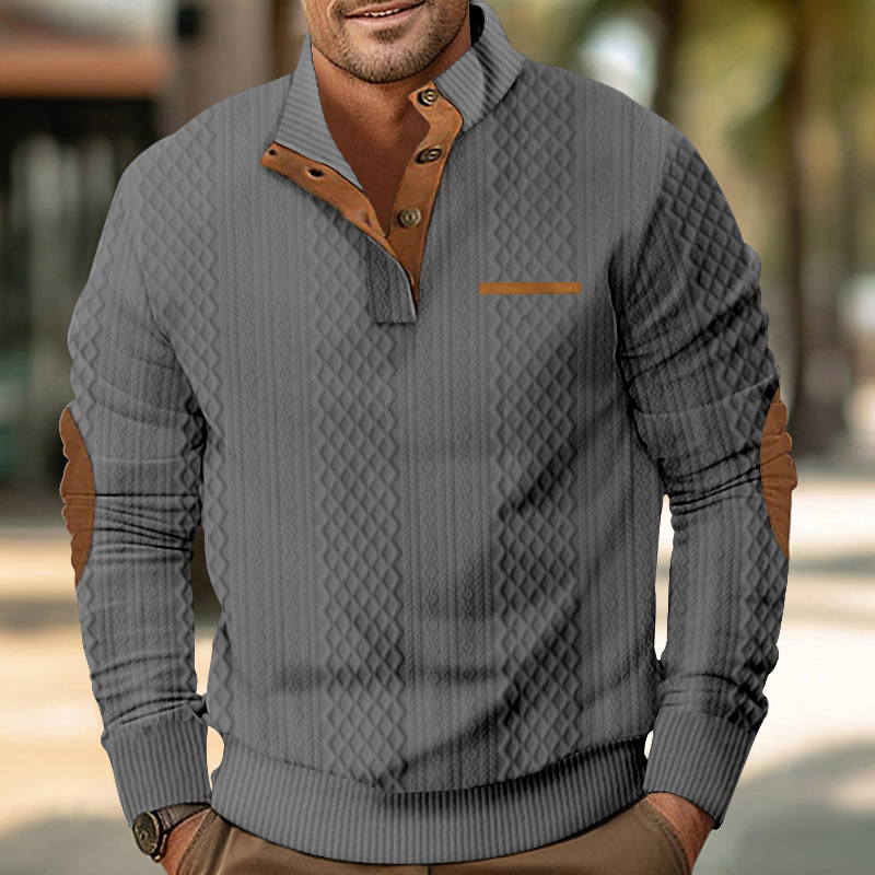 Cavarely™ Men's Outdoor Casual Stand Cashmere Button Long Sleeve Sweater
