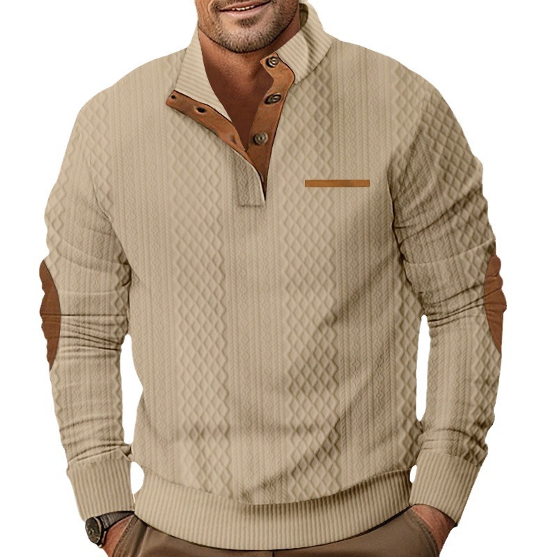 Cavarely™ Men's Outdoor Casual Stand Cashmere Button Long Sleeve Sweater