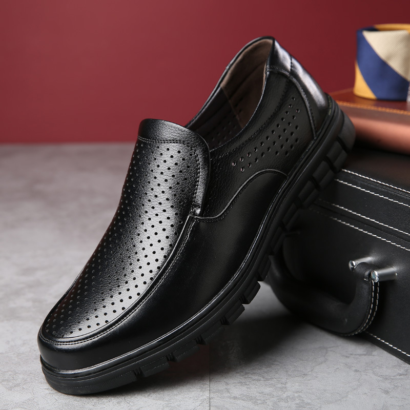 Men's Genuine Leather Slip-on Warm Winter Plush Soft Insole Casual Business Shoes