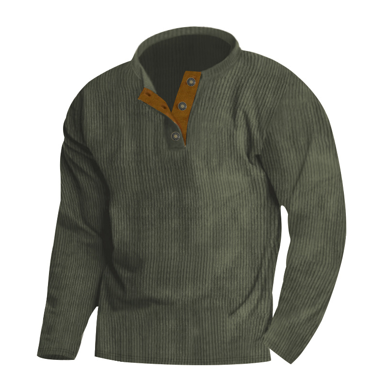LAST DAY 60% OFF-Patsiny Men's Casual Corduroy Long Sleeve Button Down Henley