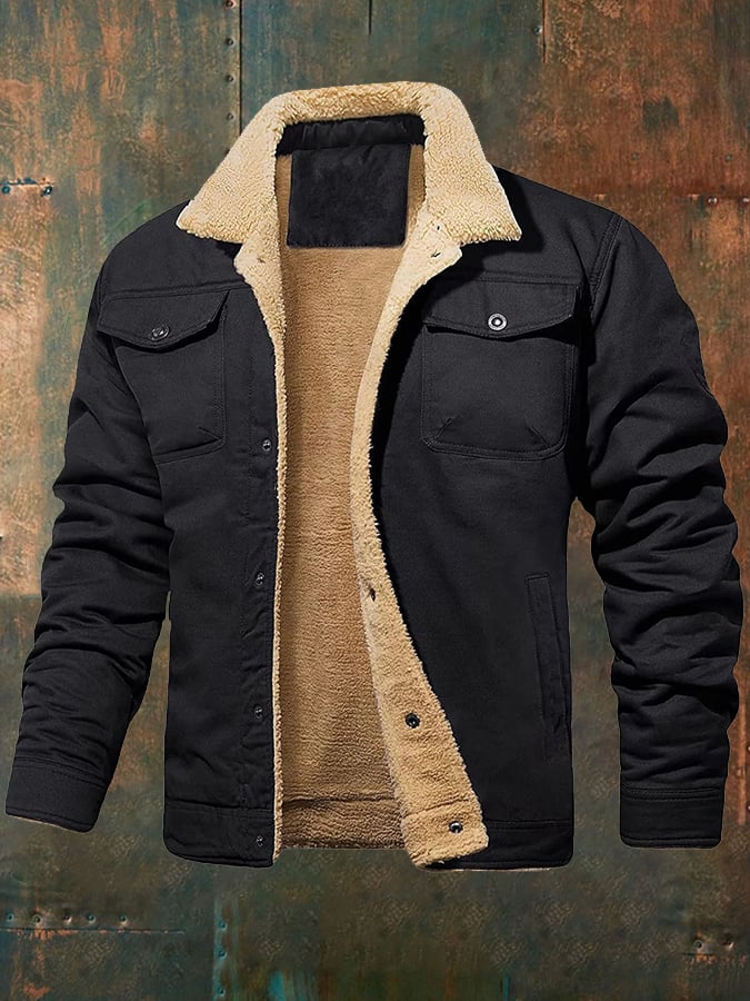 Men's retro western winter fleece jacket