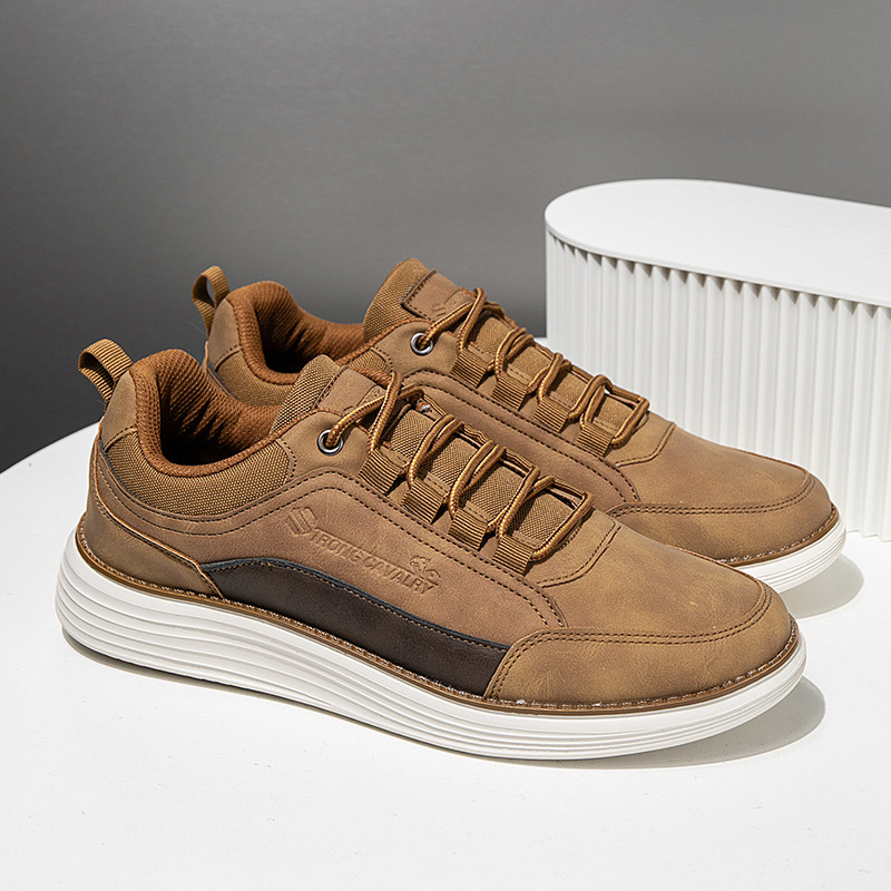 MEN'S COMFORTABLE GENUINE LEATHER SNEAKERS WITH ARCH SUPPORT AND SHOCK ABSORPTION