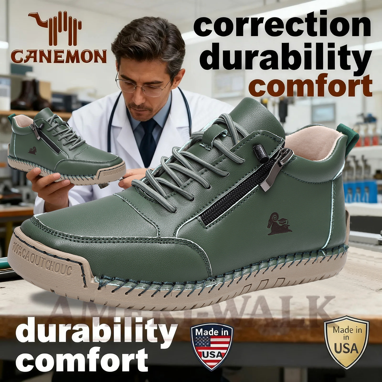 ⏰Promotion - 70% OFF🔥 Ameriwalk™ Men Leather Loafer Orthopedic Walking Shoes