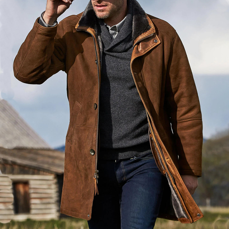 Men's Outdoor Mid-Length Double Layer Woolen Coat Jacket