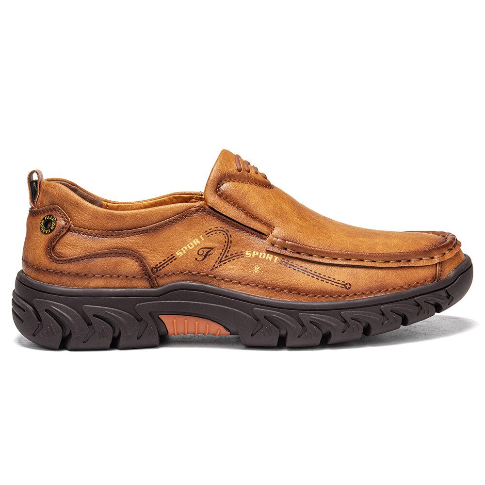 Mens Comfort Slip on Leather Casual Outdoor Walking Shoes