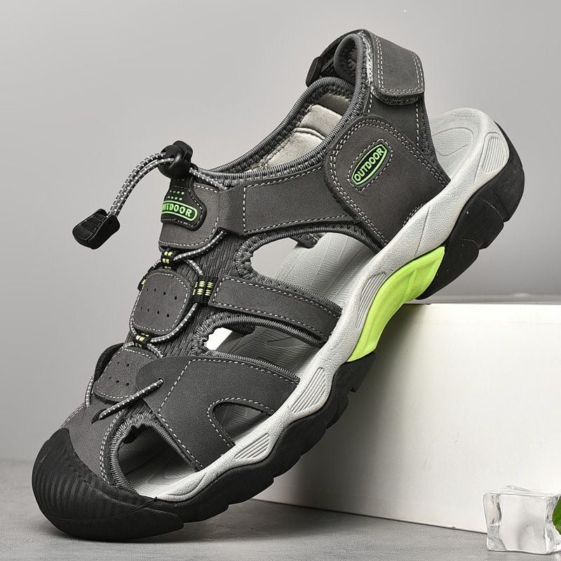 Sinarey  Men's Sandals Arch Support Casual Genuine Leather Summer Outdoor Beach Fisherman Sandals