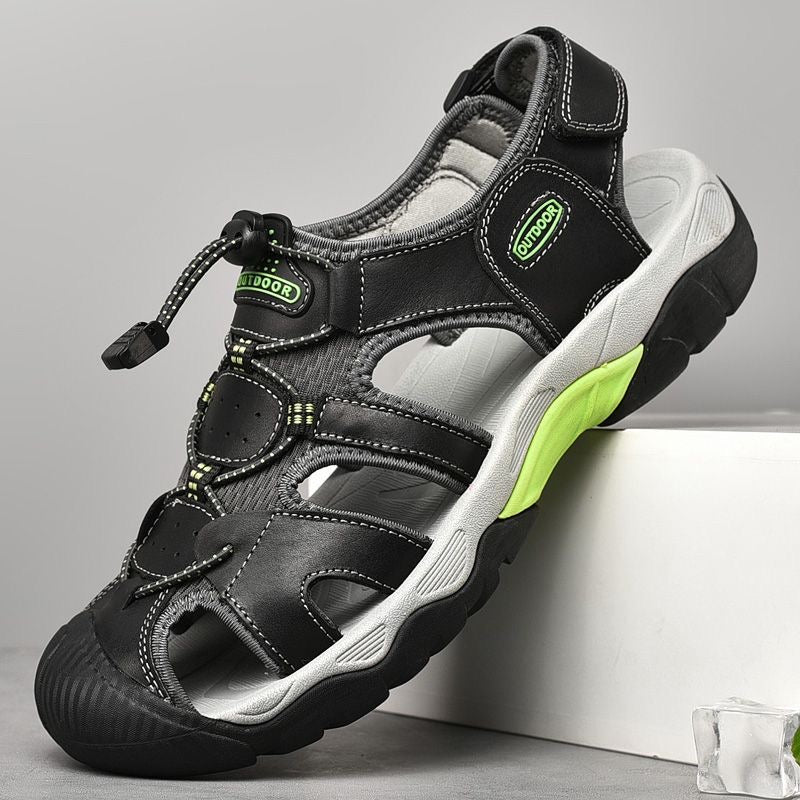 Sinarey  Men's Sandals Arch Support Casual Genuine Leather Summer Outdoor Beach Fisherman Sandals