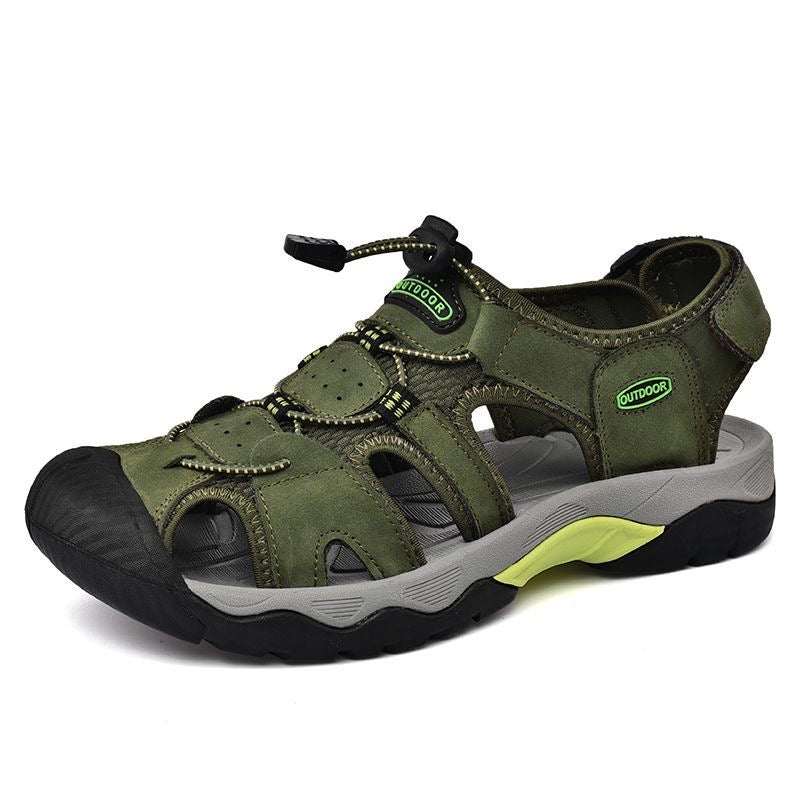 Sinarey  Men's Sandals Arch Support Casual Genuine Leather Summer Outdoor Beach Fisherman Sandals