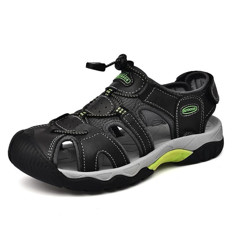 Sinarey  Men's Sandals Arch Support Casual Genuine Leather Summer Outdoor Beach Fisherman Sandals