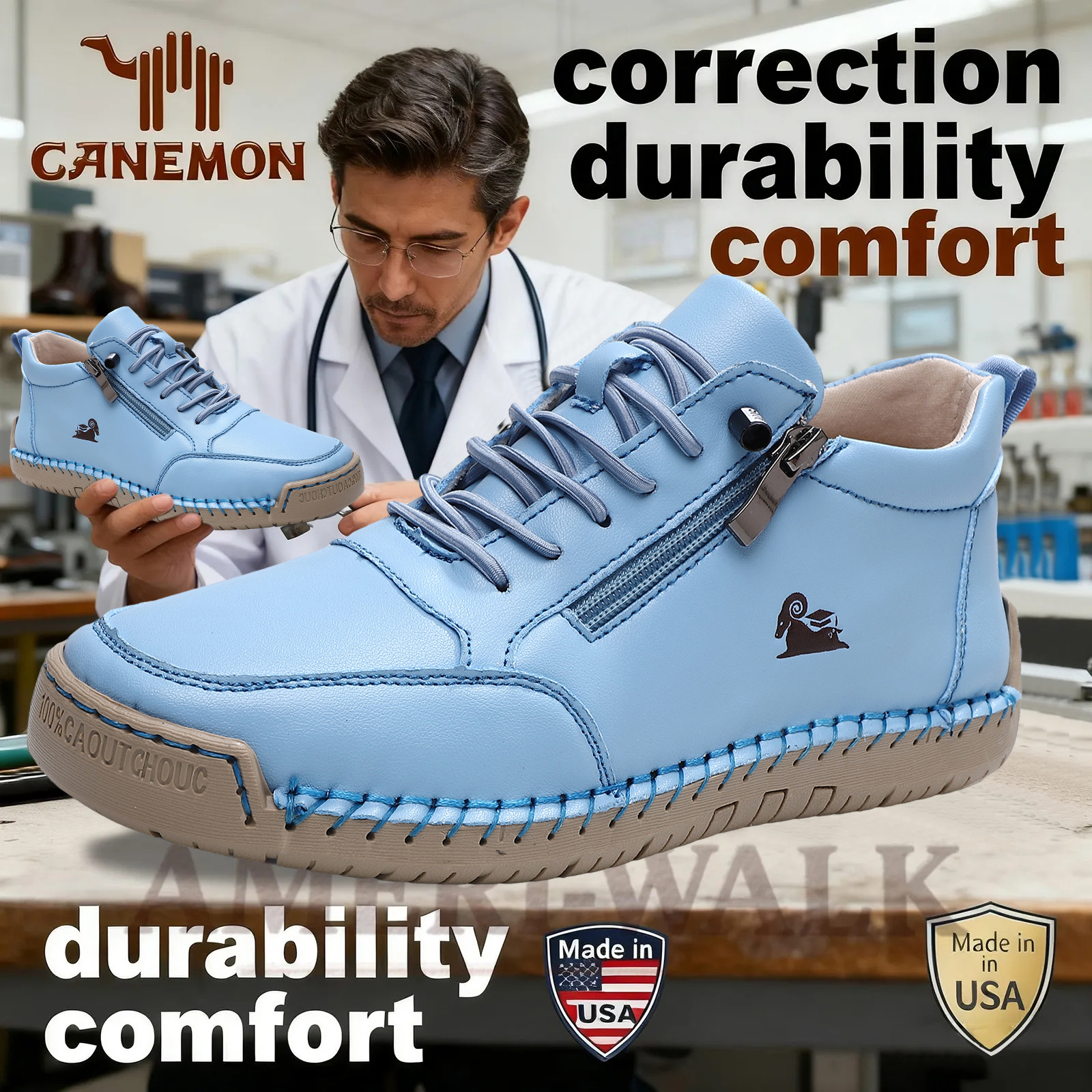 ⏰Promotion - 70% OFF🔥 Ameriwalk™ Men Leather Loafer Orthopedic Walking Shoes