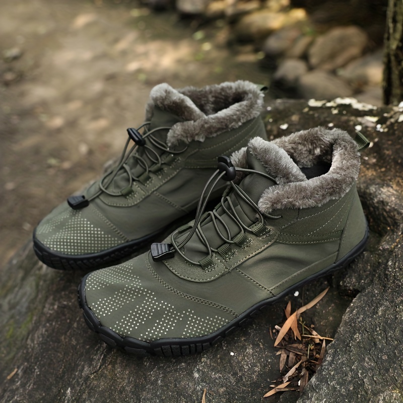 Men's Comfort Winter Warm Fleece Lined Warm Shoes High-Top Lock Buckle Cotton Snow Boots Outdoor Waterproof And Snowproof Non-slip Ankle Boots