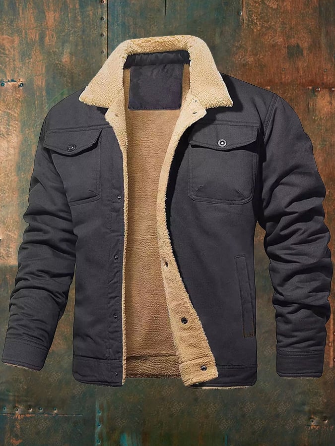 Men's retro western winter fleece jacket