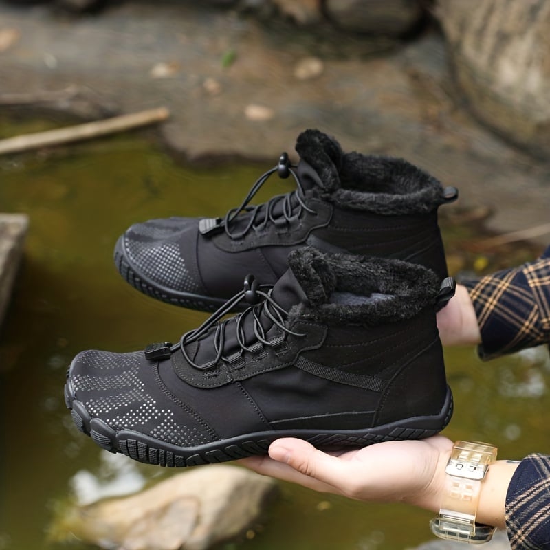 Men's Comfort Winter Warm Fleece Lined Warm Shoes High-Top Lock Buckle Cotton Snow Boots Outdoor Waterproof And Snowproof Non-slip Ankle Boots