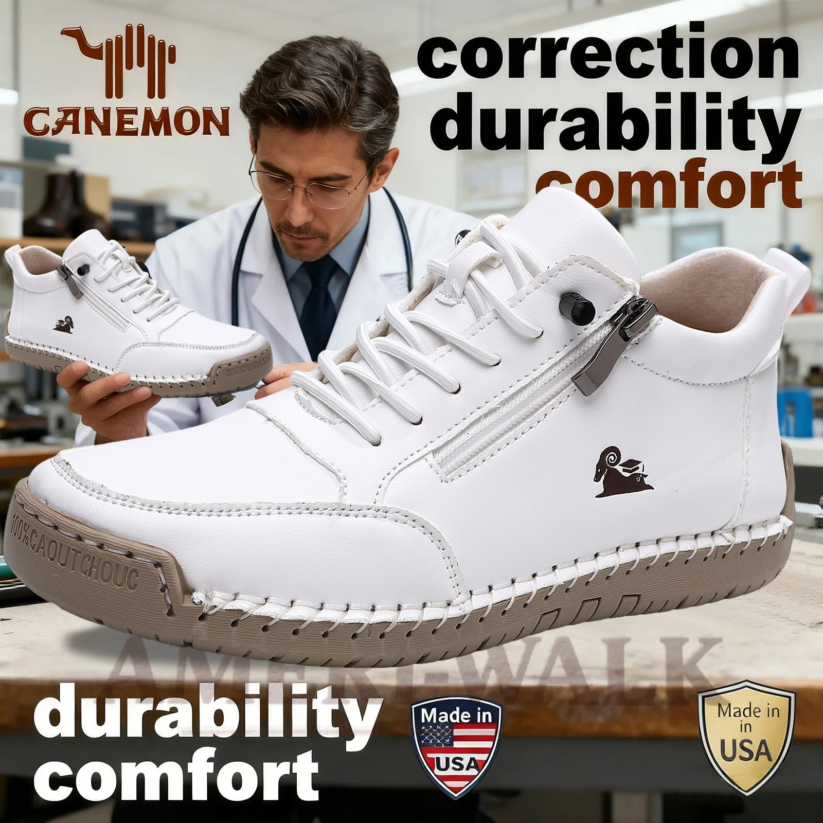 ⏰Promotion - 70% OFF🔥 Ameriwalk™ Men Leather Loafer Orthopedic Walking Shoes