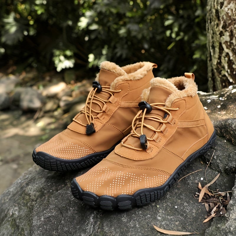 Men's Comfort Winter Warm Fleece Lined Warm Shoes High-Top Lock Buckle Cotton Snow Boots Outdoor Waterproof And Snowproof Non-slip Ankle Boots