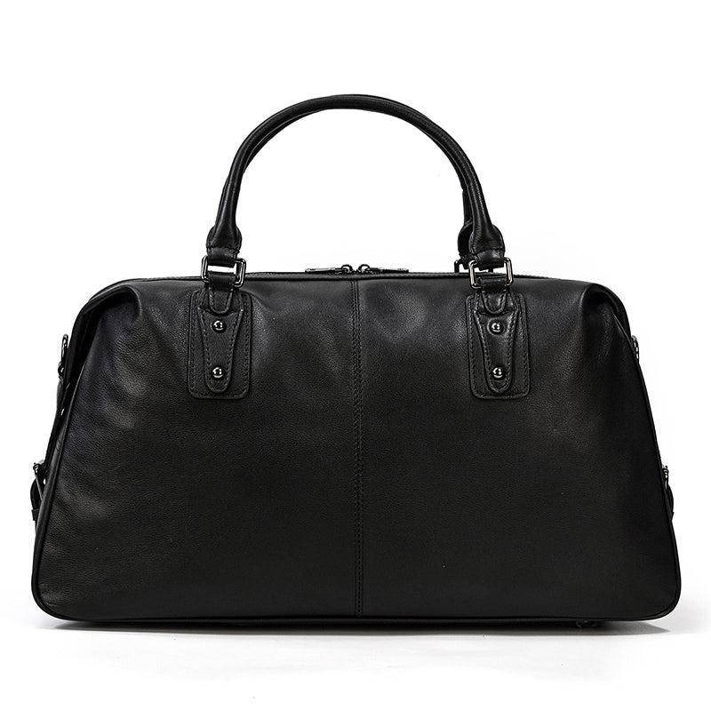 grey Black Leather Holdall
