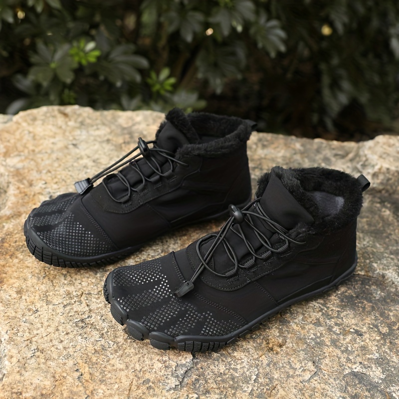 Men's Comfort Winter Warm Fleece Lined Warm Shoes High-Top Lock Buckle Cotton Snow Boots Outdoor Waterproof And Snowproof Non-slip Ankle Boots