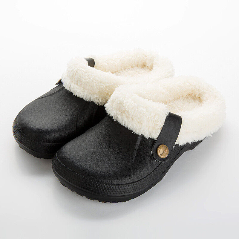 Men's Comfort Winter Warm Fleece Lined Mules Slippers Waterproof Indoor Outdoor Non-slip House Shoes