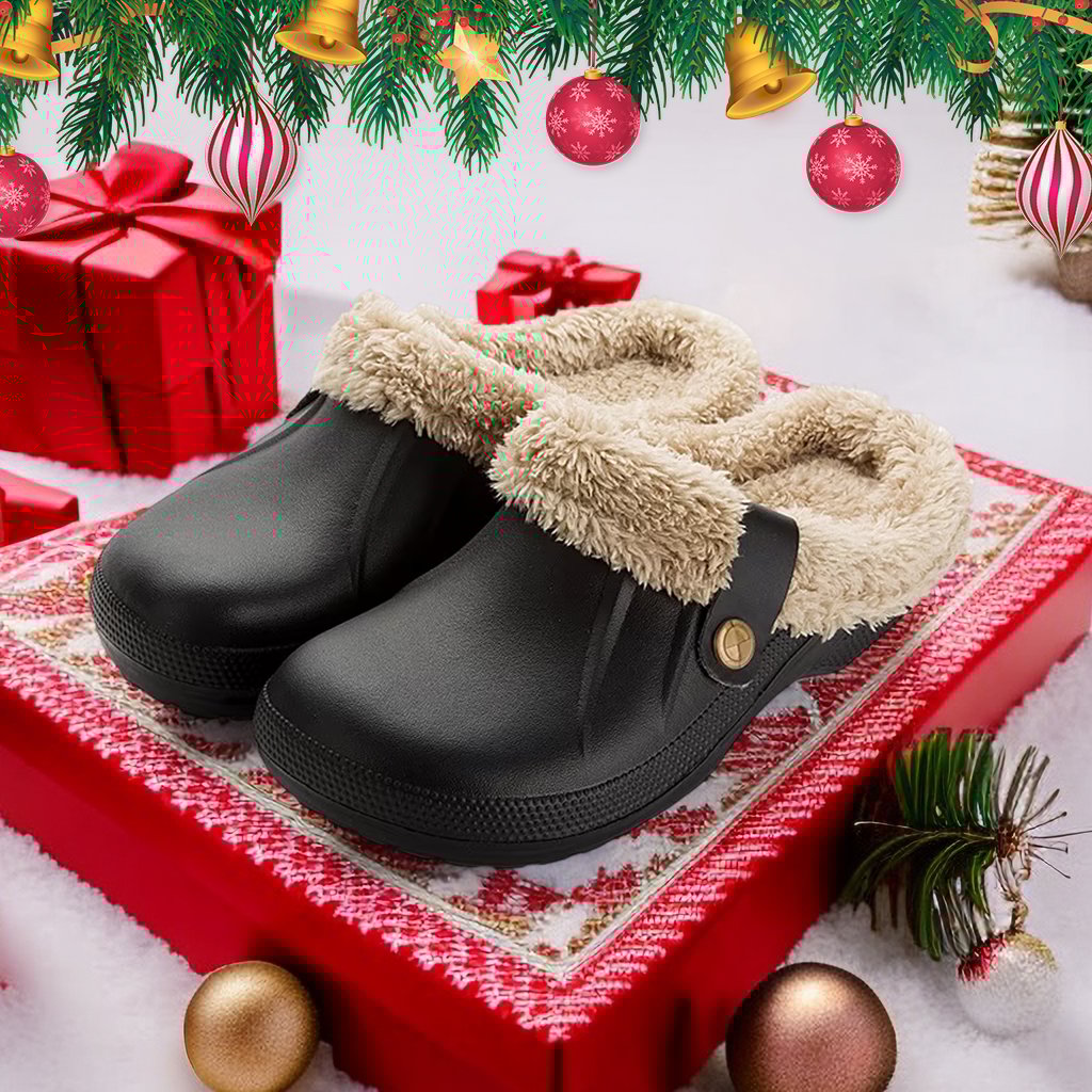 Men's Comfort Winter Warm Fleece Lined Mules Slippers Waterproof Indoor Outdoor Non-slip House Shoes