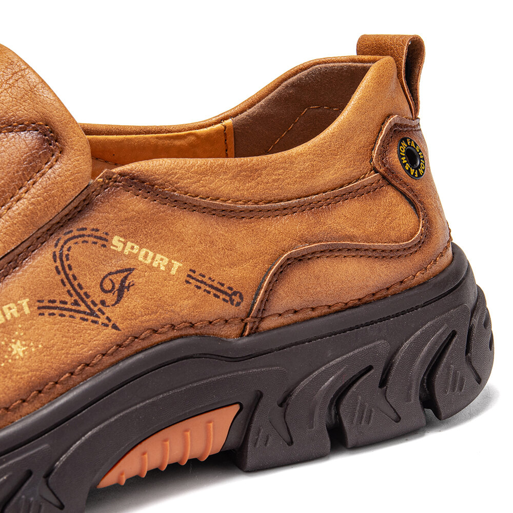 Mens Comfort Slip on Leather Casual Outdoor Walking Shoes