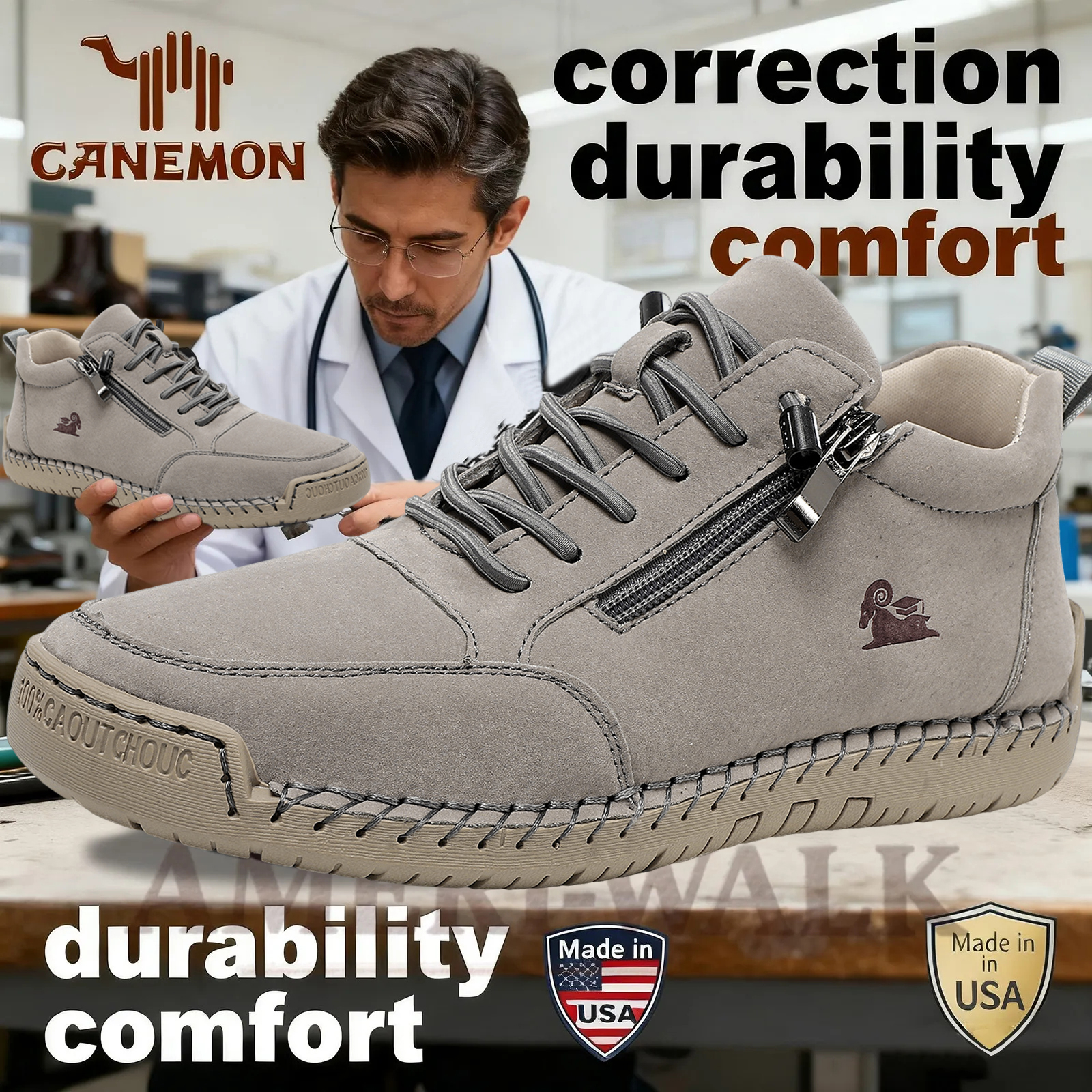 ⏰Promotion - 70% OFF🔥 Ameriwalk™ Men Leather Loafer Orthopedic Walking Shoes
