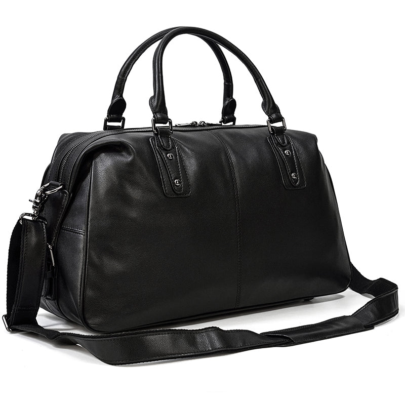 retro Black Leather Holdall