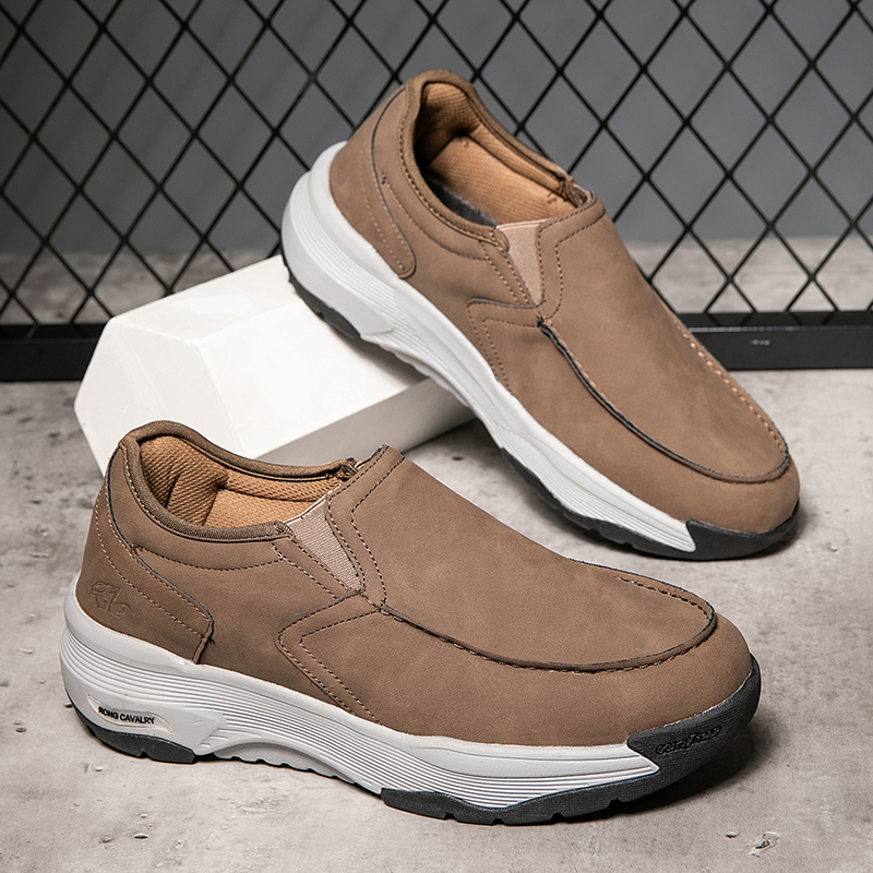 MEN'S COMFORTABLE GENUINE LEATHER SNEAKERS WITH ARCH SUPPORT AND SHOCK ABSORPTION