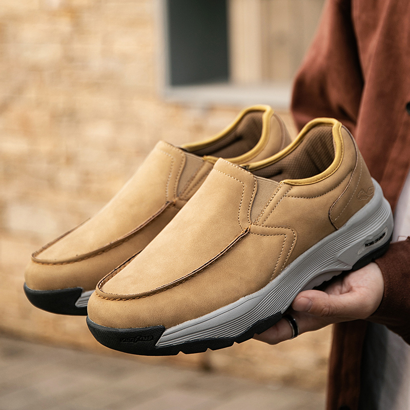 MEN'S COMFORTABLE GENUINE LEATHER SNEAKERS WITH ARCH SUPPORT AND SHOCK ABSORPTION