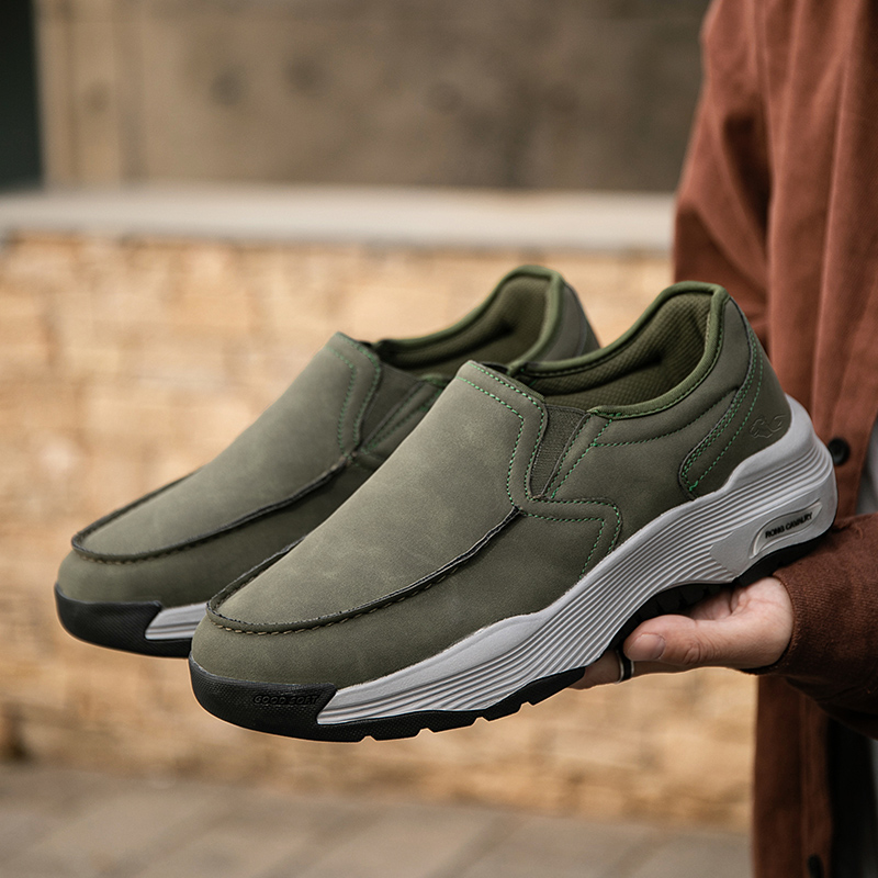 MEN'S COMFORTABLE GENUINE LEATHER SNEAKERS WITH ARCH SUPPORT AND SHOCK ABSORPTION