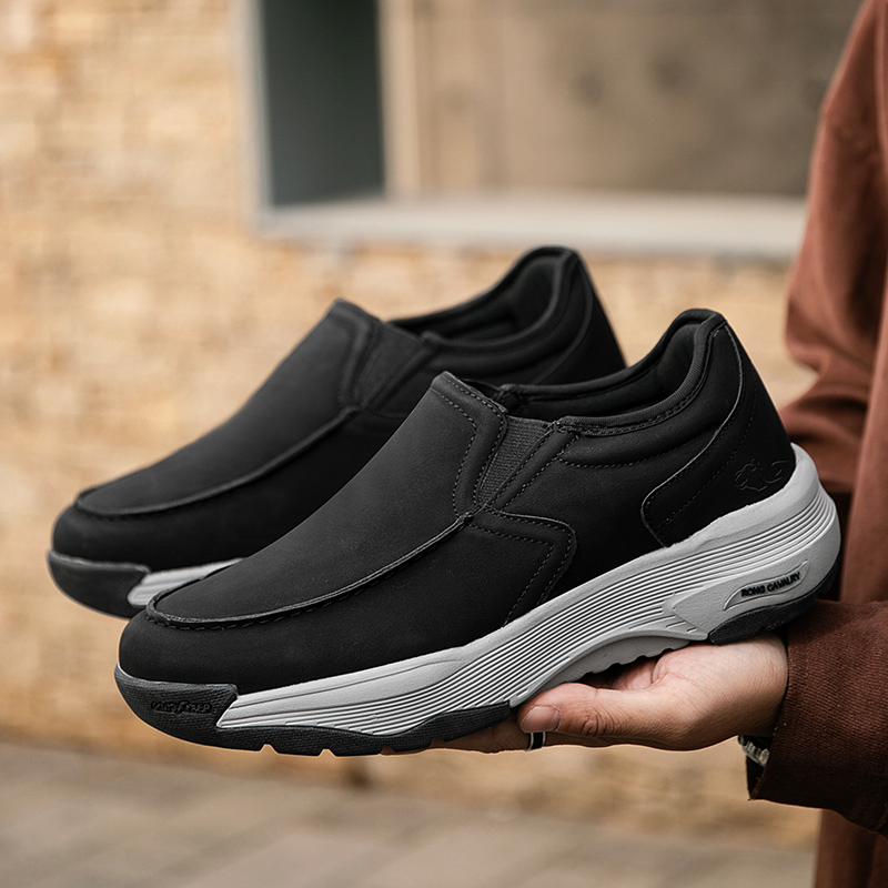 MEN'S COMFORTABLE GENUINE LEATHER SNEAKERS WITH ARCH SUPPORT AND SHOCK ABSORPTION