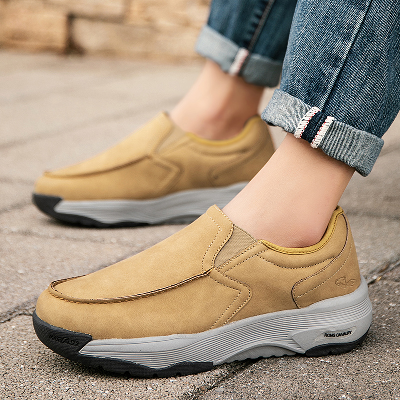 MEN'S COMFORTABLE GENUINE LEATHER SNEAKERS WITH ARCH SUPPORT AND SHOCK ABSORPTION