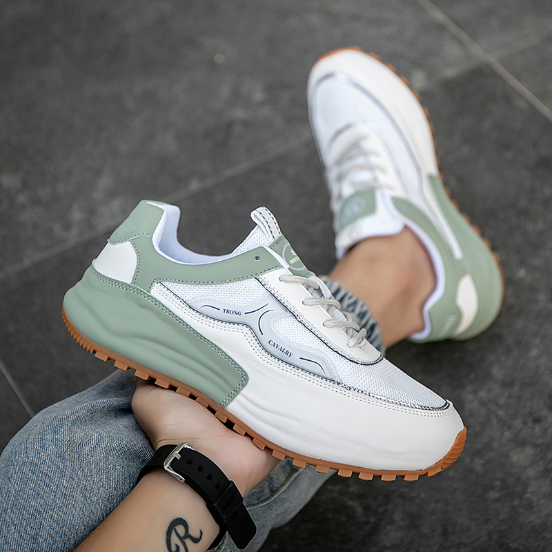 MEN'S LEATHER COMFORTABLE THICK SOLE SLIP-ON CASUAL SPORTS SHOES