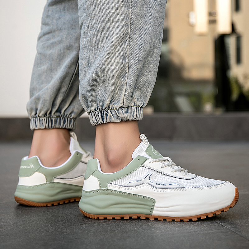 MEN'S LEATHER COMFORTABLE THICK SOLE SLIP-ON CASUAL SPORTS SHOES