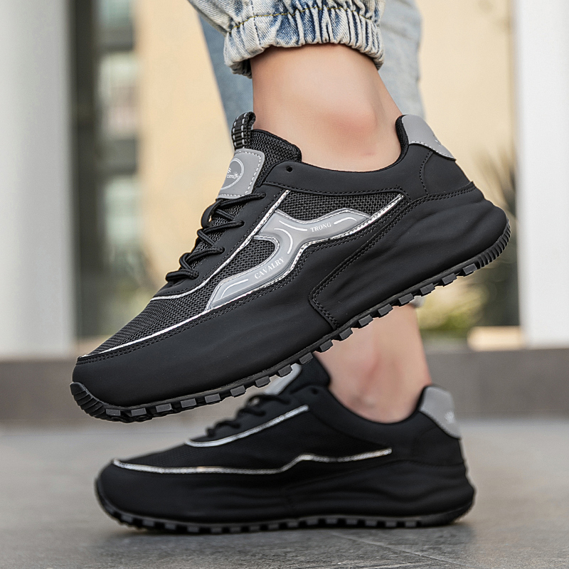 MEN'S LEATHER COMFORTABLE THICK SOLE SLIP-ON CASUAL SPORTS SHOES