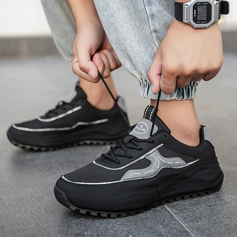 MEN'S LEATHER COMFORTABLE THICK SOLE SLIP-ON CASUAL SPORTS SHOES