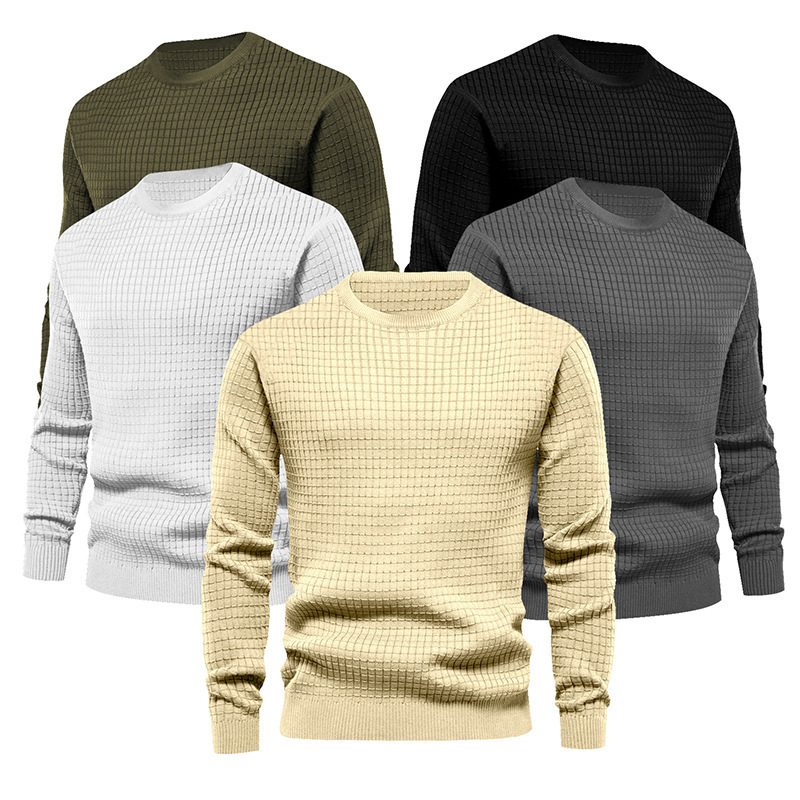 LAST DAY 70% OFF- Men's Knitted Sweaters Thin Small Square Casual Long-Sleeved Tops